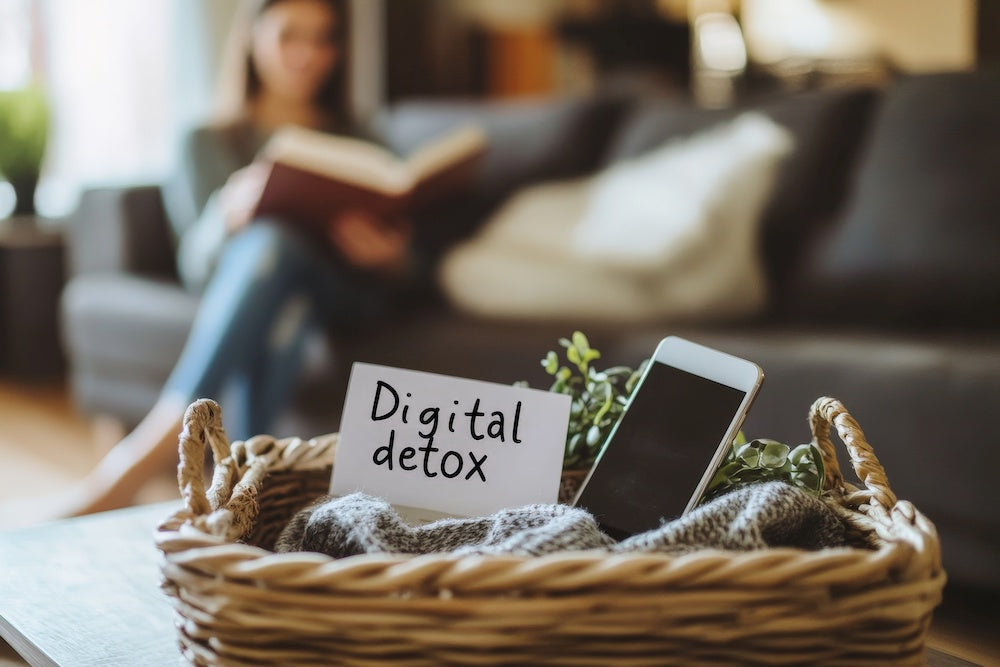 digital detox phone in a basket