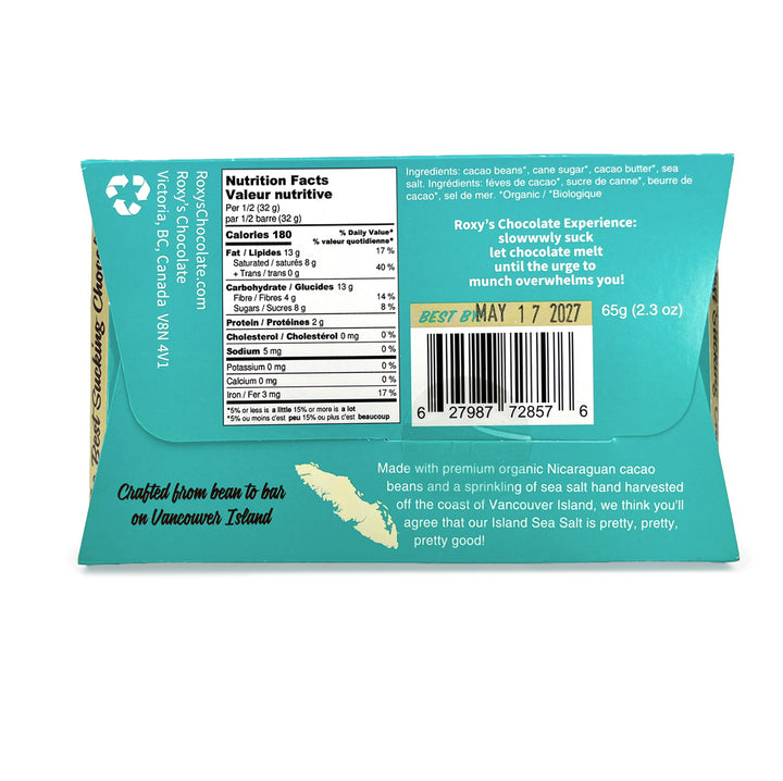 Island Sea Salt Chocolate Bar | 75% dark chocolate + sea salt